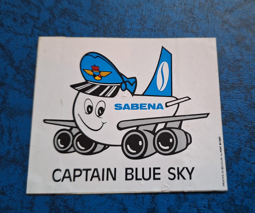 Vintage Sticker Captain Blue Sky Sabena, Verzamelen, Ophalen of Verzenden