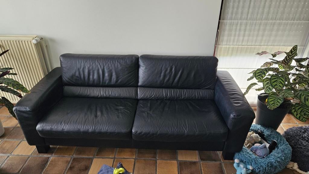 GRATIS zetels zwart leer, Huis en Inrichting, Zetels | Zetels, Ophalen, Gebruikt, Overige maten, Leer