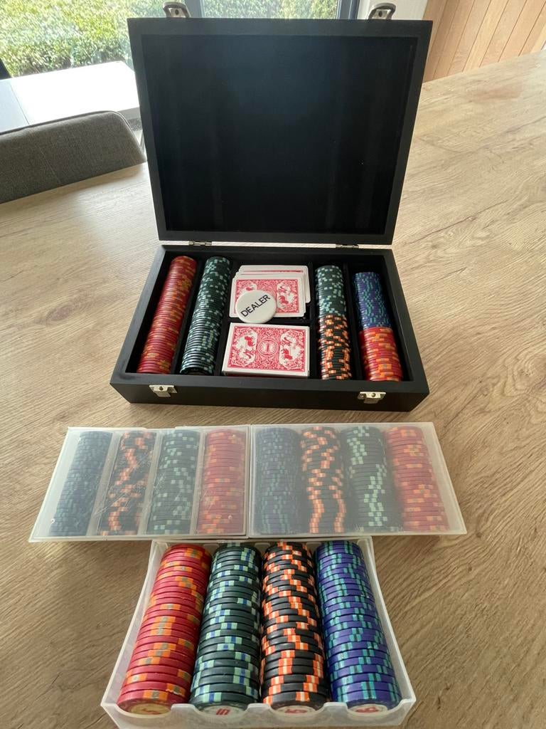 Pokerset met extra chips, Hobby en Vrije tijd, Ophalen of Verzenden, Zo goed als nieuw