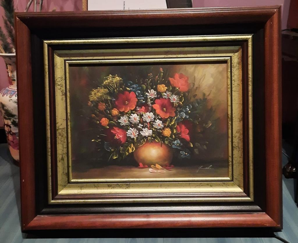 Heel mooi bloem schilderij 54x64, Antiek en Kunst, Ophalen