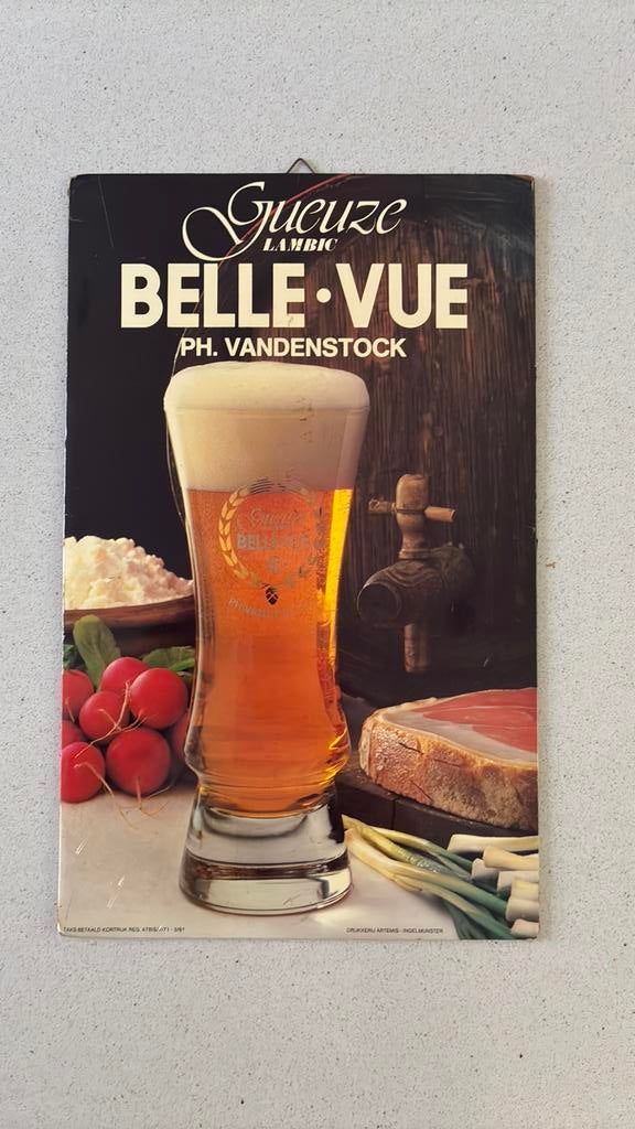 Belle-Vue Gueuze Lambic reclamebord, Ophalen, Gebruikt