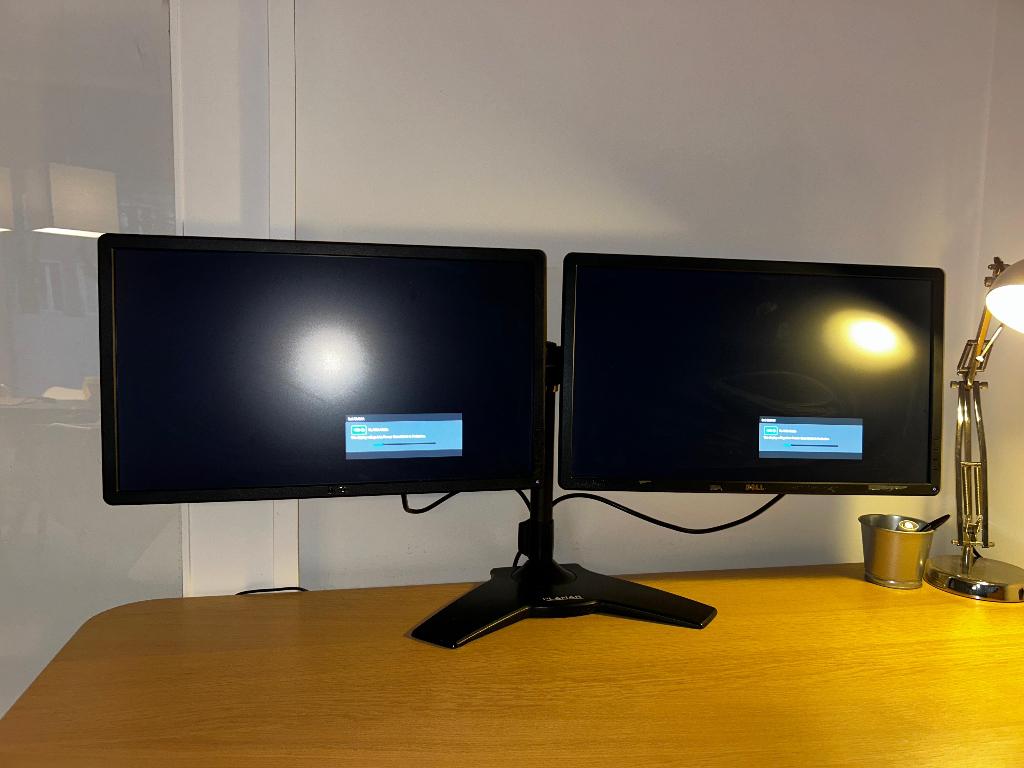 Dell dubbele monitor (VGA en DVID), Ophalen, Gebruikt, Dell, Kantelbaar