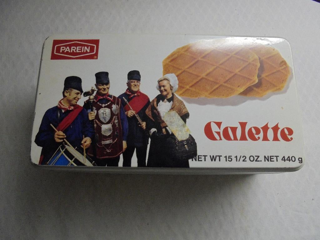 Blikken doos Parein met afbeelding Gilde Herentals, Collections, Boîte en métal, Enlèvement ou Envoi, Utilisé, Biscuits, Autres marques