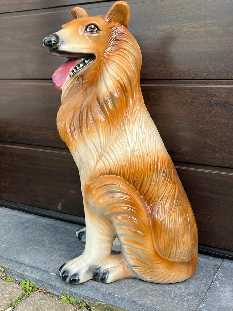 Vintage jaren 70 herdershond (Lassie) in keramiek, Ophalen, Zo goed als nieuw