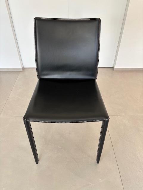 Lederen design eetkamerstoelen 6 stuks, Modern design, Enlèvement, Cuir, Noir