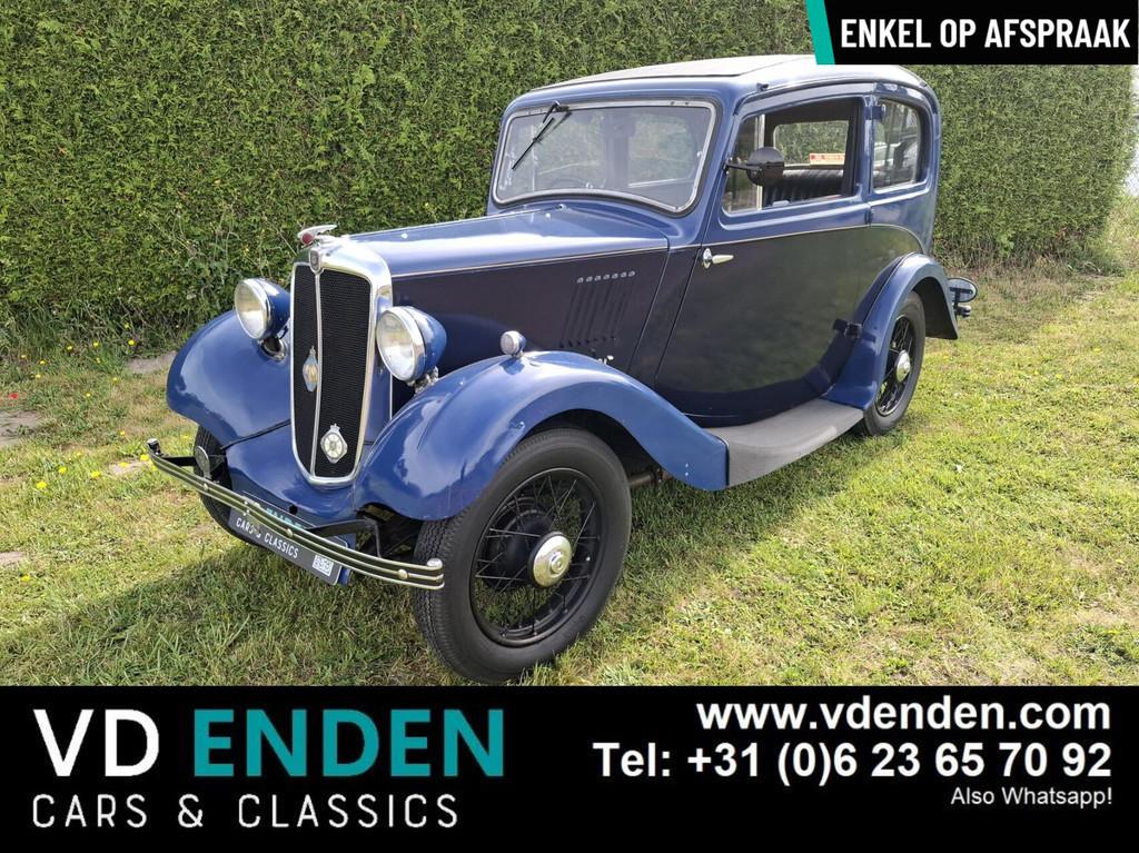 Morris Eight Saloon - 1935, Auto's, Oldtimers, Achterwielaandrijving, Zwart, 20 kW, Blauw