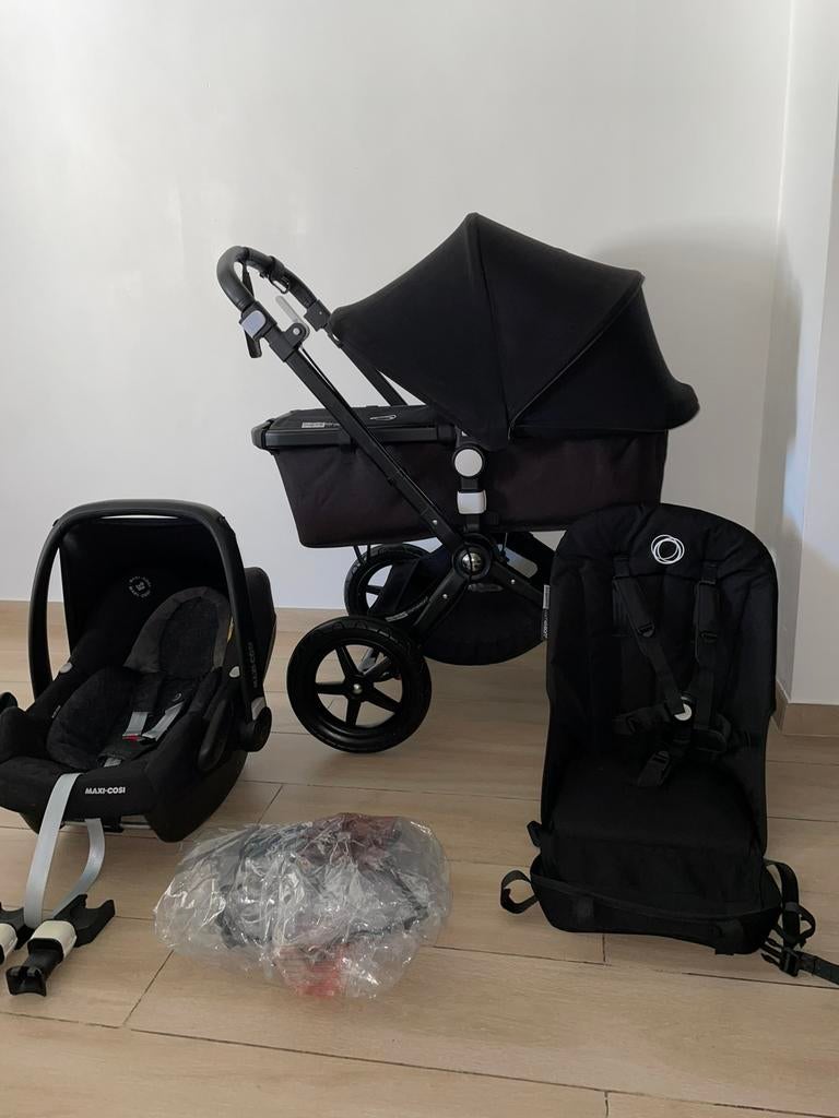 Bugaboo Cameileon 3 Black Zwart 3-in-1 kinderwagen Set, Ophalen, Babygeluk, Zo goed als nieuw, W