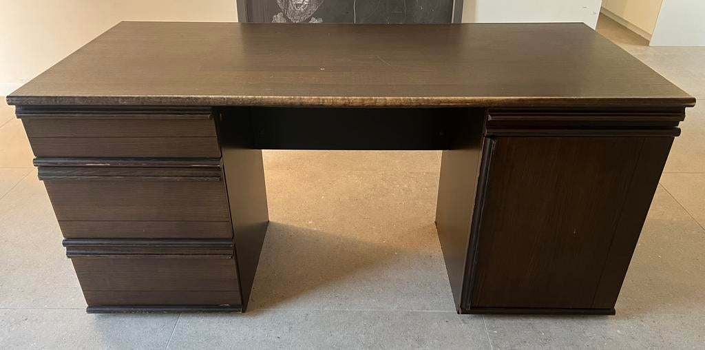 GRATIS houten bureau, Huis en Inrichting, Bureaus, Ophalen, Gebruikt, Bruin, Hout