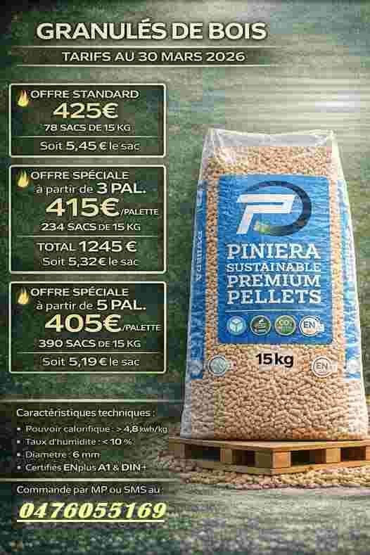 Pellets par palette resineux, 6 m³ ou plus, Envoi, Autres essences de bois