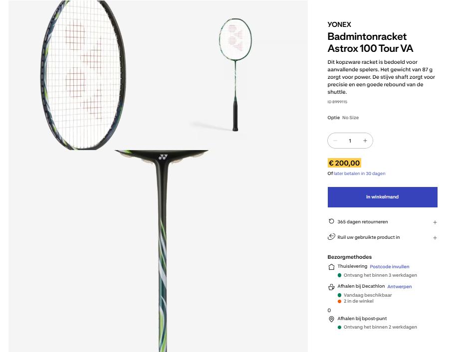 Pre-order! Yonex astrox 100tour Viktor Axelsen 4UG5, Sport en Fitness, Badminton, Ophalen, Nieuw, Racket(s)