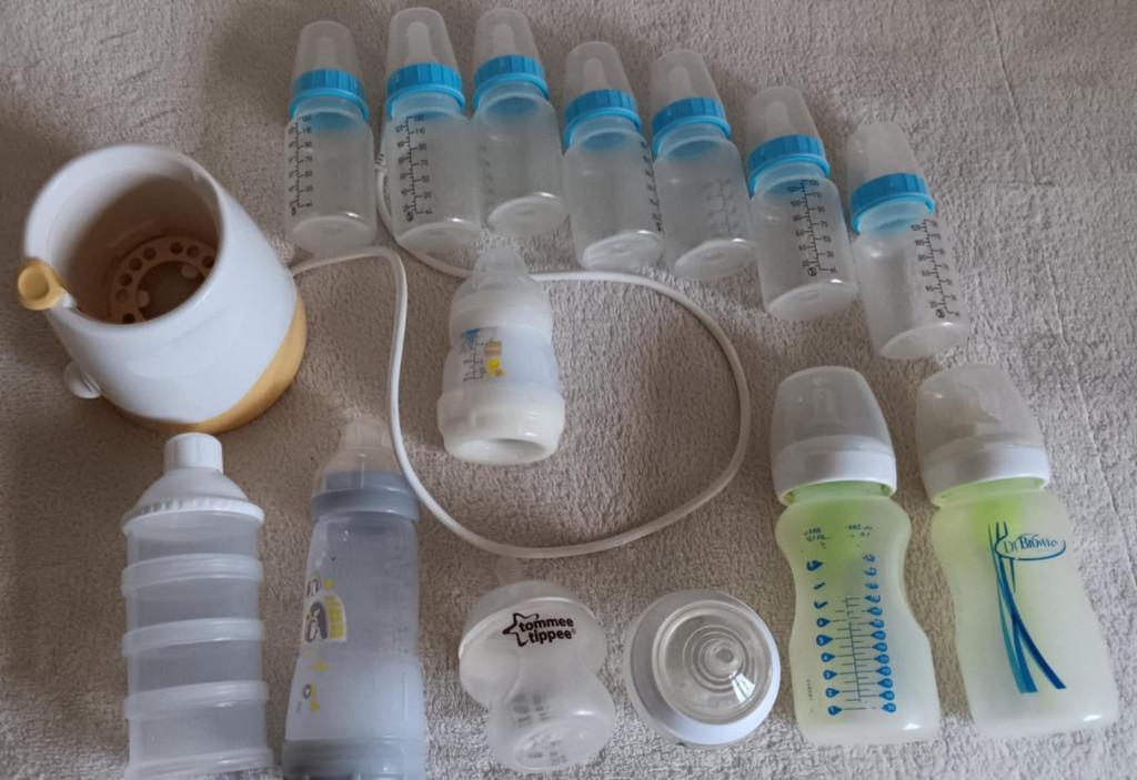 Papflessen flesverwarmer melkpoederdoosjes, Ophalen, Gebruikt