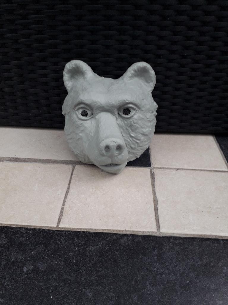 Tête d'ours en béton, Enlèvement, Comme neuf, Béton, Animal