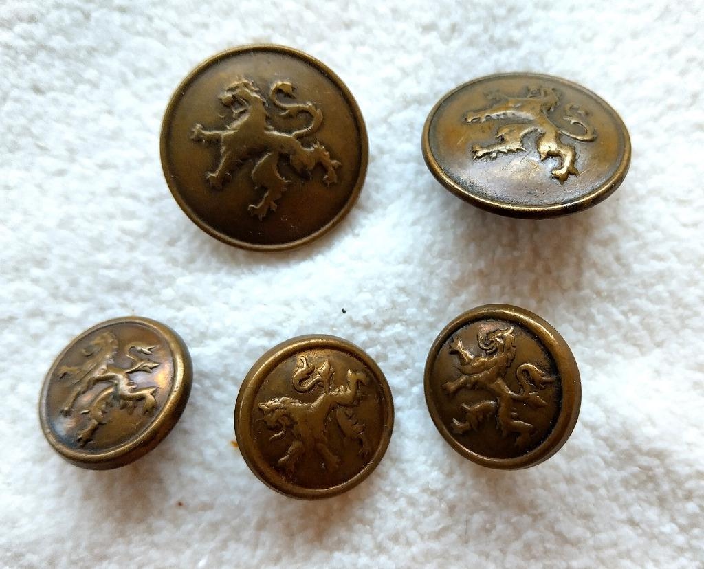 4 oude knopen van het Belgische leger- legerknopen, Verzamelen, Ophalen of Verzenden