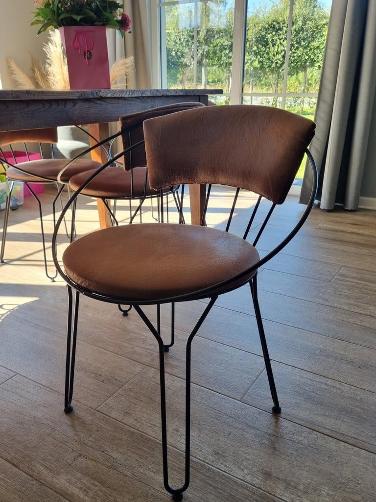 6 stoelen - bruin-roeste kleur, Maison & Meubles, Ameublement | Papier peint, Enlèvement, Brun