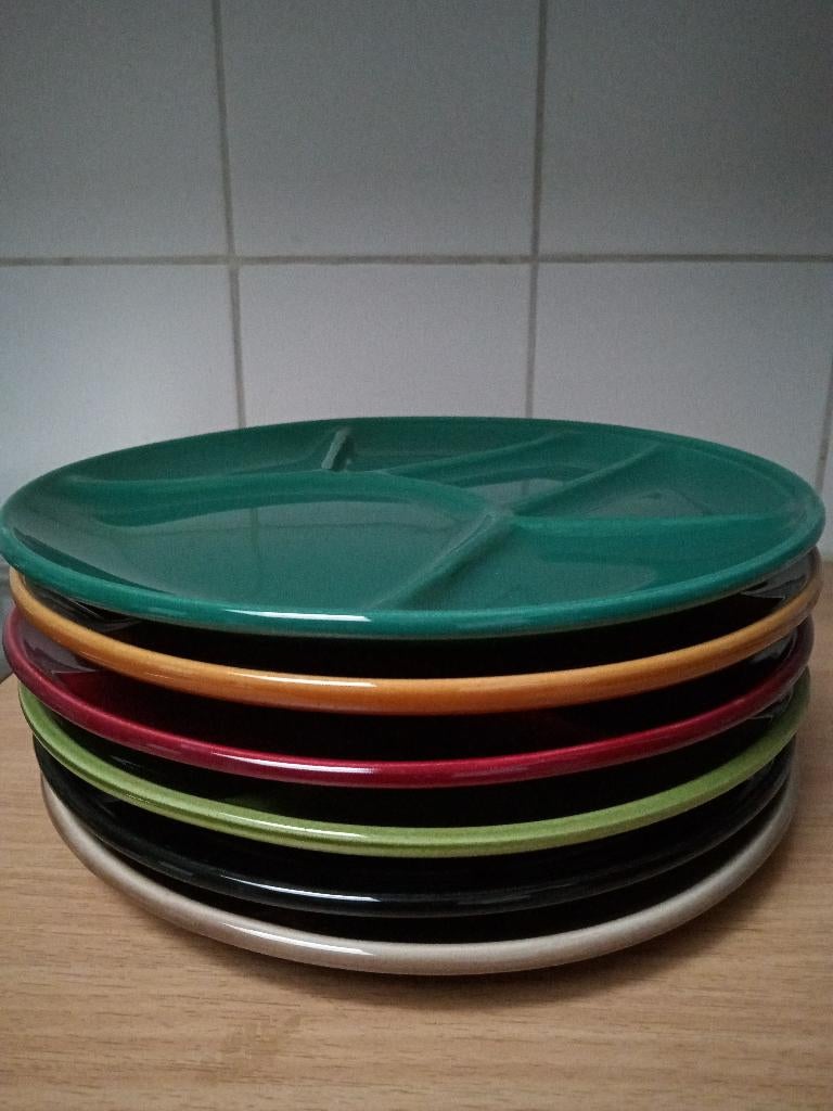 FONDUEBORDEN teppanyaki gourmet diverse kleuren 6 stuks, Antiek en Kunst, Ophalen of Verzenden