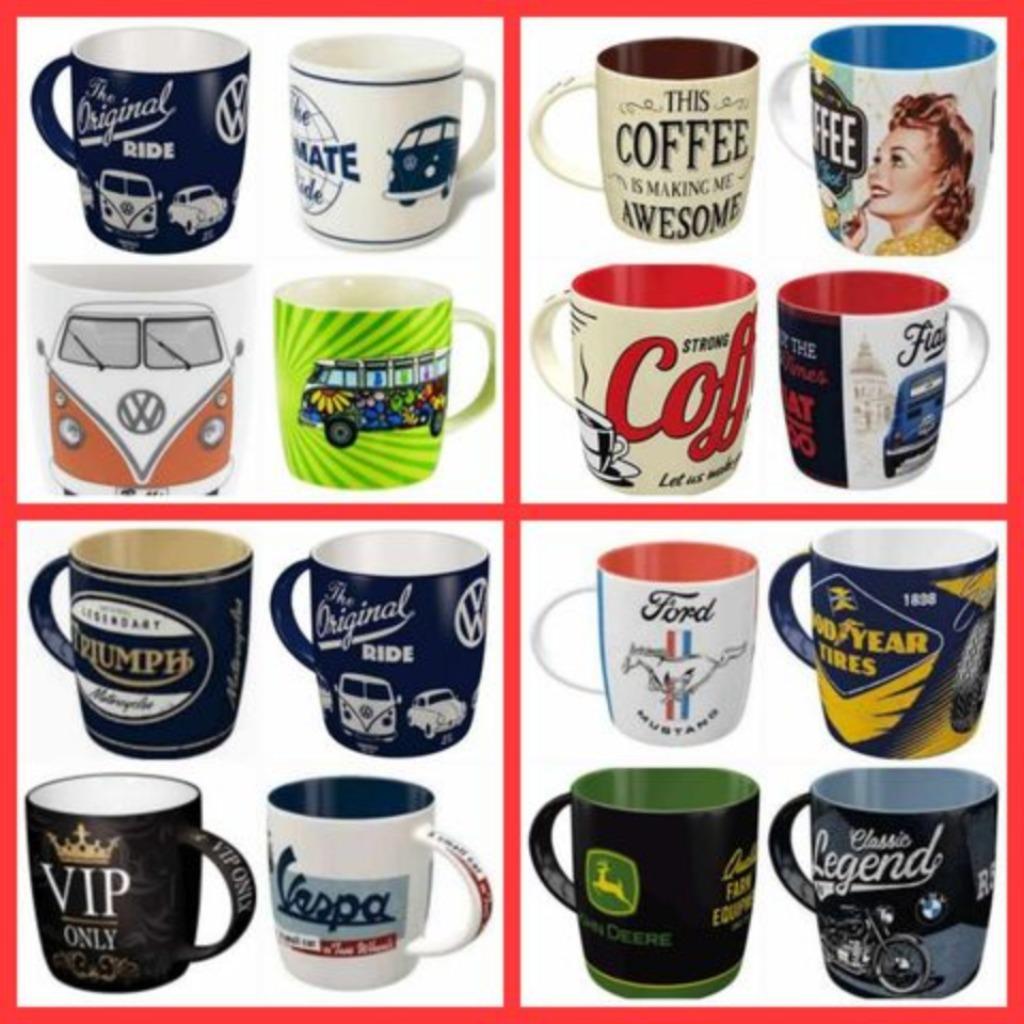 VW BMW Ford Triumph tractor Elvis Honda Kuifje koffie beker, Verzamelen, Merken en Reclamevoorwerpen, Ophalen of Verzenden, Nieuw