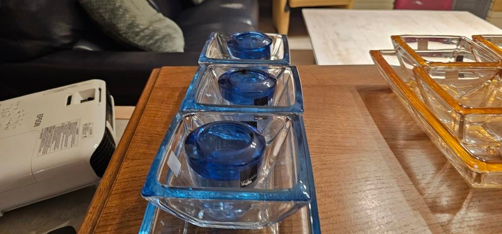 7 glazen kommen design Leonardo rand kleur!, Ophalen of Verzenden