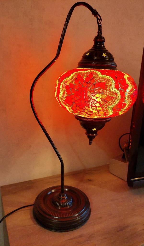 Tafellamp Turkse mozaïek – hoogte 66cm, Huis en Inrichting, Lampen | Tafellampen, Zo goed als nieuw, 50 tot 75 cm, Glas, Metaal