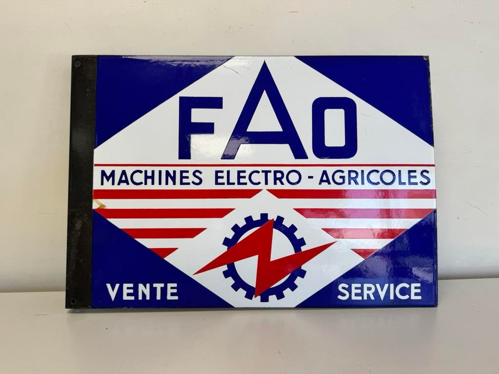 FAO machines emaille reclamebord, Verzenden, Gebruikt, Reclamebord