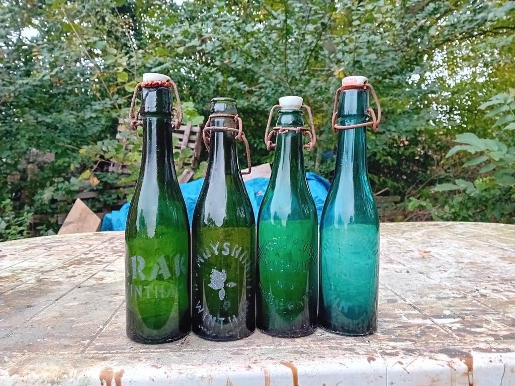 Oude bierflessen brouwerij Muyshondt van Wintham Hingene, Verzamelen, Ophalen of Verzenden, Gebruikt