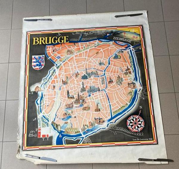 Litho van brugge door Luc De Jaecher ., Ophalen of Verzenden