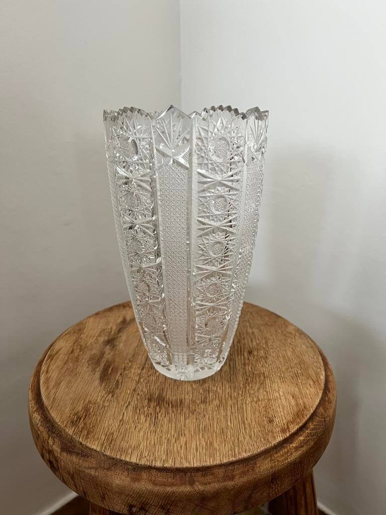 Kristallen vaas met patroon, Antiek en Kunst, Antiek | Vazen, Ophalen