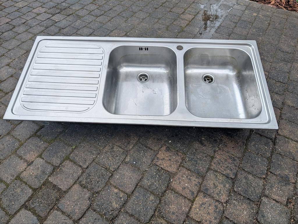 RVS dubbele spoelbak, Huis en Inrichting, Ophalen