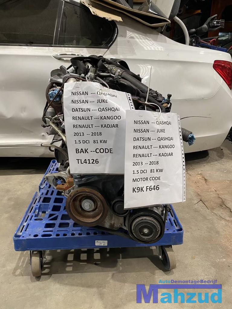 NISSAN QASHQAI JUKE 1.5 DCI 81 KW MOTORBLOK K9KF646 TURBO, Auto-onderdelen, Motor en Toebehoren, Nissan, Gebruikt