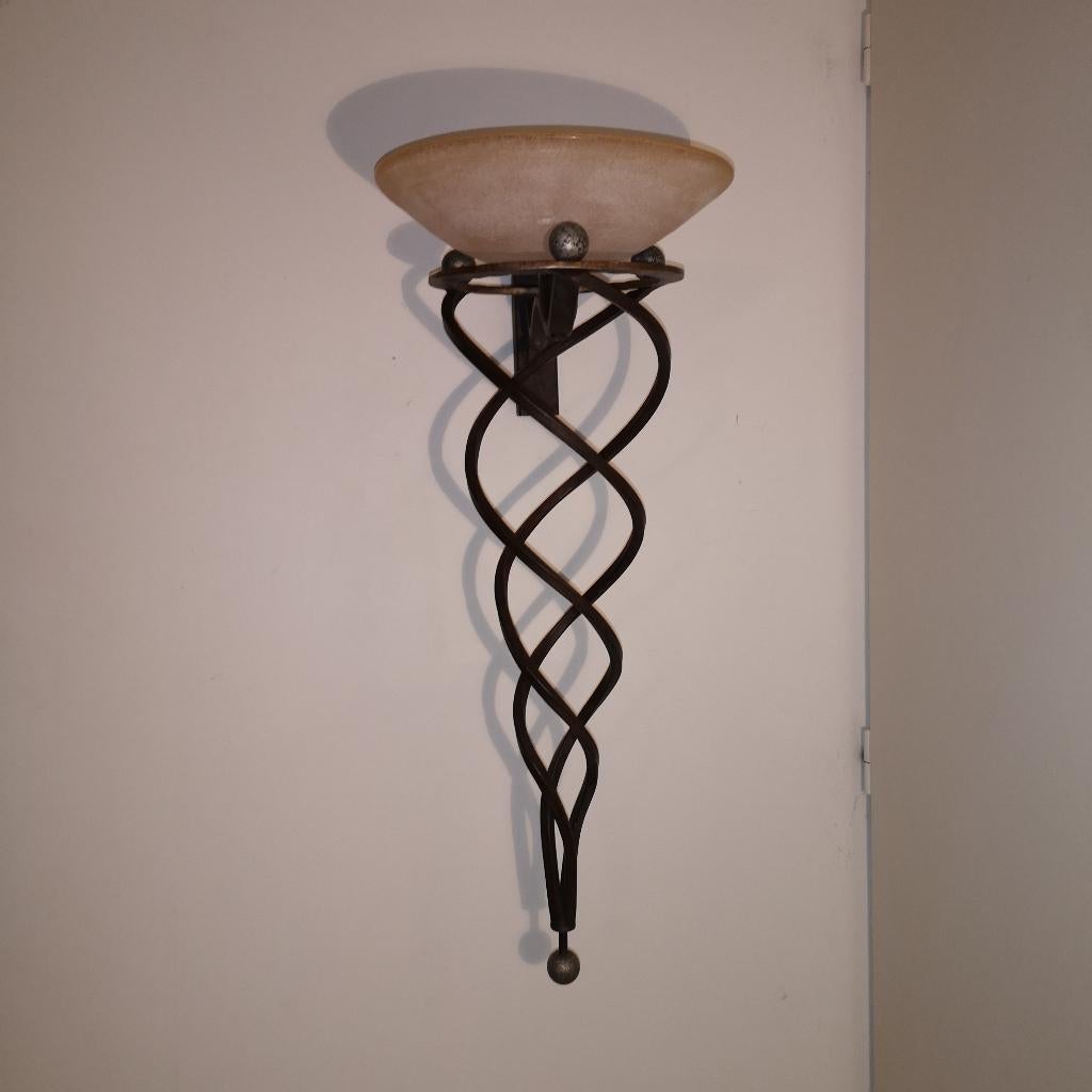 Applique Antinea TERZANI J.F. Crochet Verre Murano Fer Forgé, Huis en Inrichting, Lampen | Wandlampen, Zo goed als nieuw, Glas