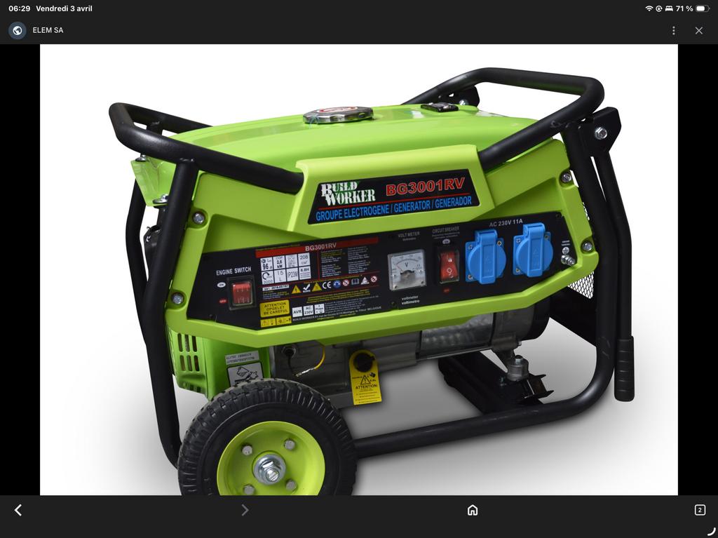 Groupe électrogène (neuf), Bricolage & Construction, Générateurs, Enlèvement