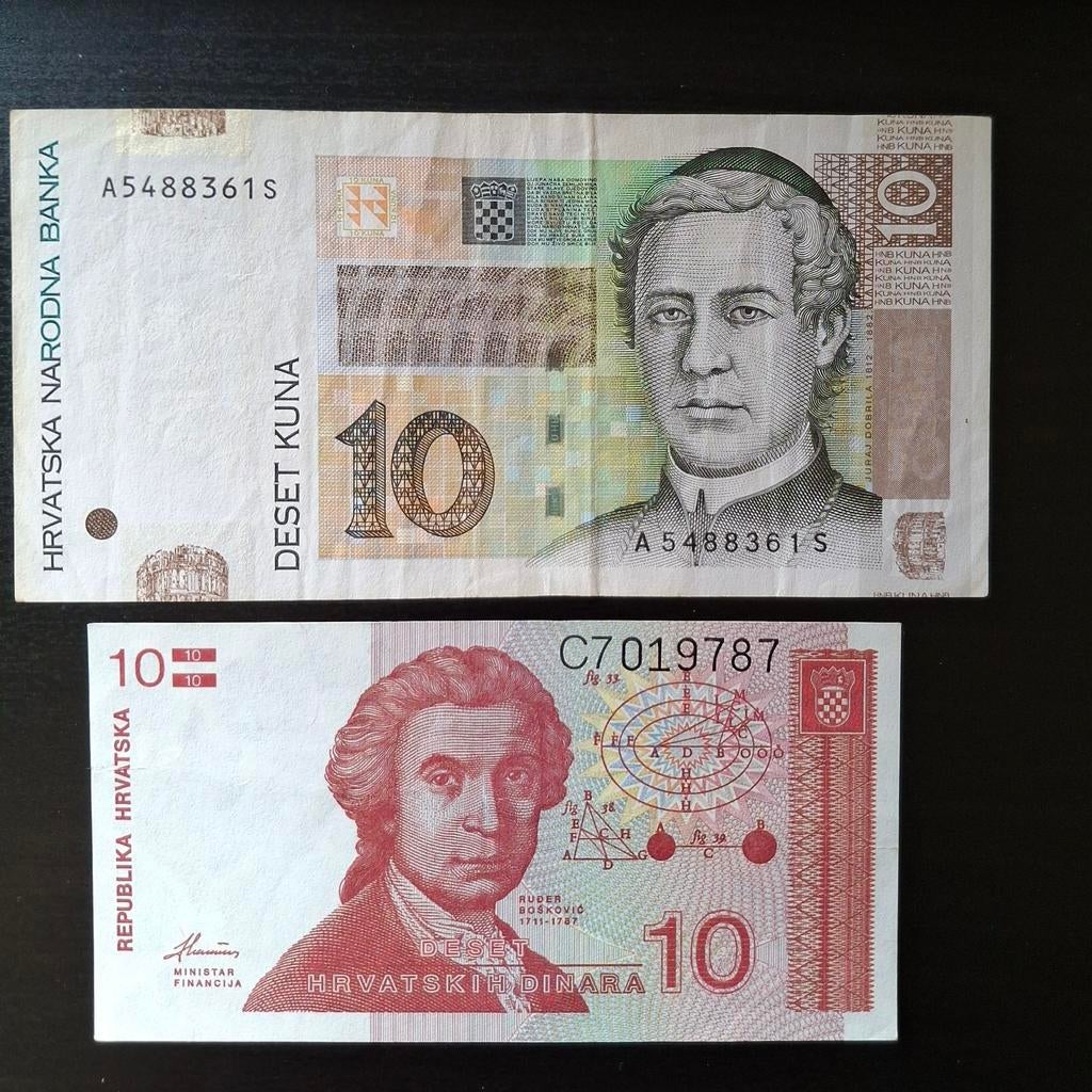 Kroatië 2 bankbiljetten van 10 Kuna, Ophalen of Verzenden