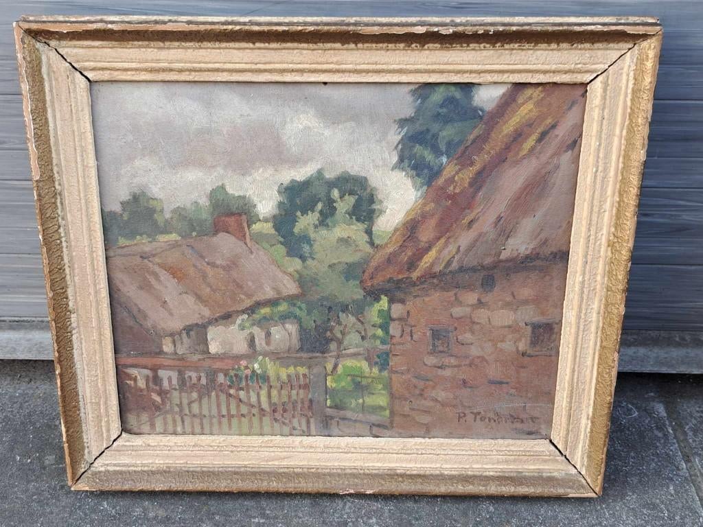 huile sur panneau chaumiere signe paul tondreau, Antiquités & Art, Art | Peinture | Classique, Enlèvement ou Envoi