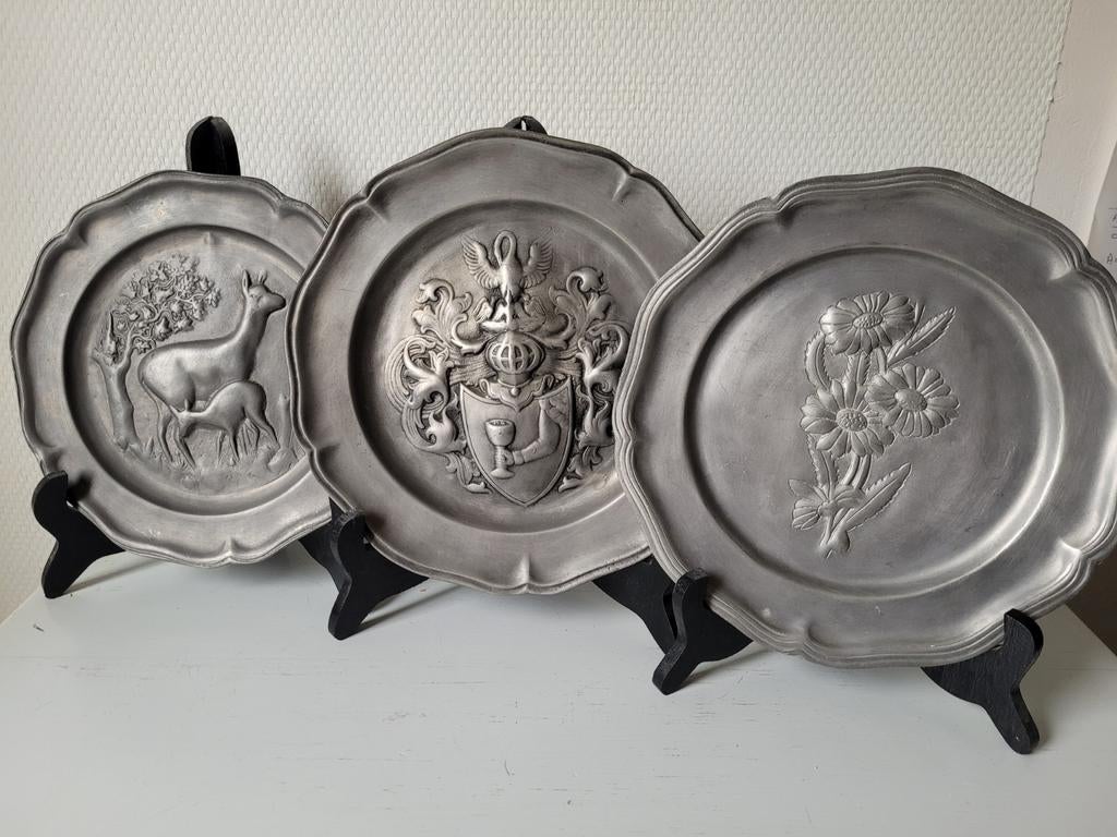 3 tinnen borden, Antiek en Kunst, Ophalen of Verzenden