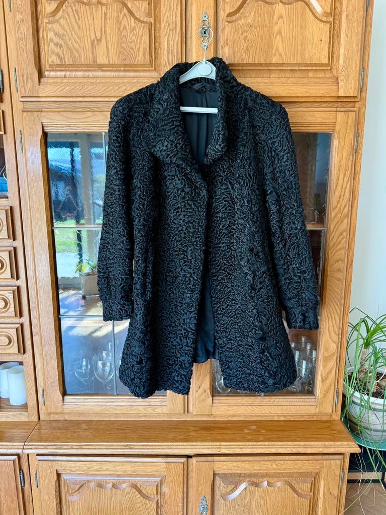 Vintage Persianer bontjas (Astrakan), Kleding | Dames, Jassen | Winter, Gedragen, Zwart, Ophalen