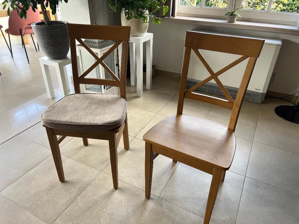 Stoelen + kussen, Comme neuf, Brun, Enlèvement, Tijdloos