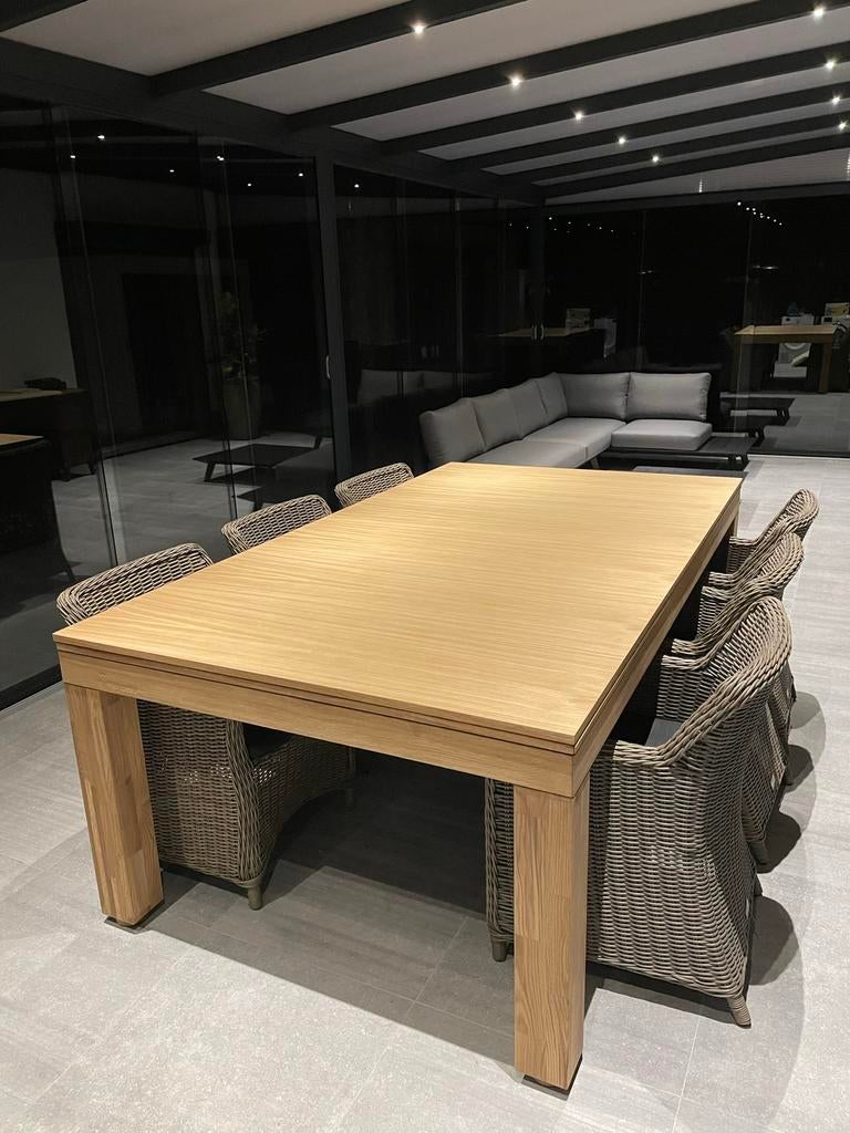 Pooltafel/eettafel, Huis en Inrichting, Tafels | Eettafels, Zo goed als nieuw, 100 tot 150 cm, 200 cm of meer, Eikenhout, Ophalen of Verzenden