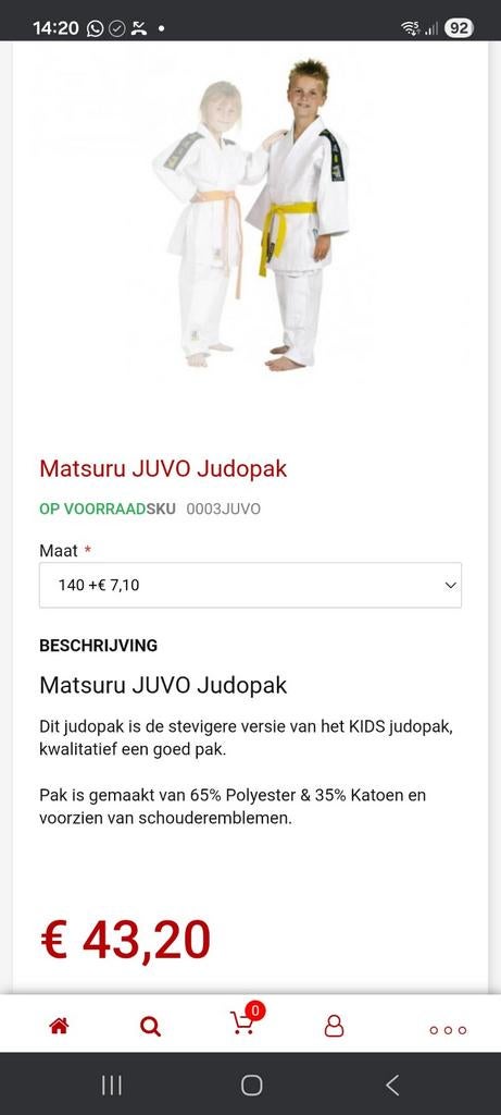 Costume kimono de judo taille 140, Enfants & Bébés, Aliments pour bébé & Accessoires, Enlèvement