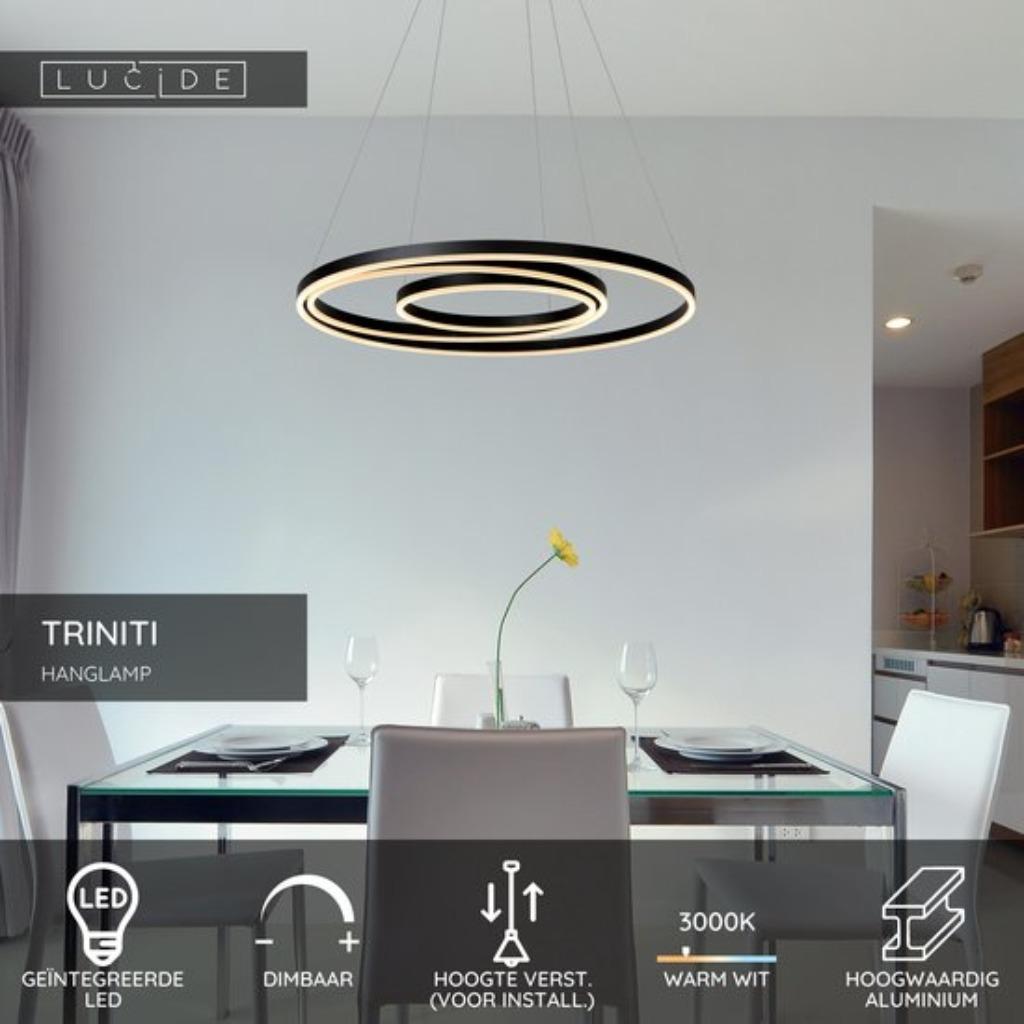 Lampe suspendue Lucide Triniti 80cm 1x32W - 3000K, Maison & Meubles, Lampes | Suspensions, Enlèvement ou Envoi, Comme neuf, Métal