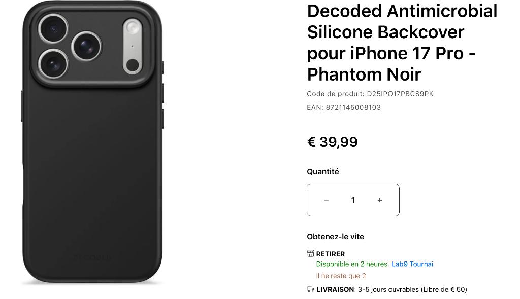 iPhone 17 pro coque silicone DECODED, Enlèvement ou Envoi, Neuf, Housse ou Sac