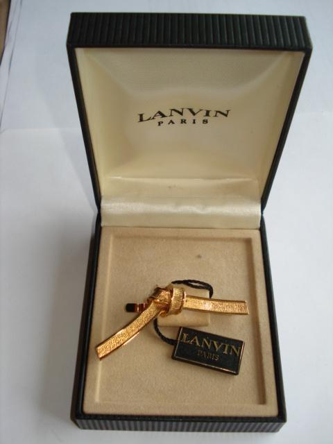 Lanvin Paris Germany dasspeld tie clip tie slide tie bar, Kleding | Heren, Verzenden, Zo goed als nieuw, Overige kleuren, Effen