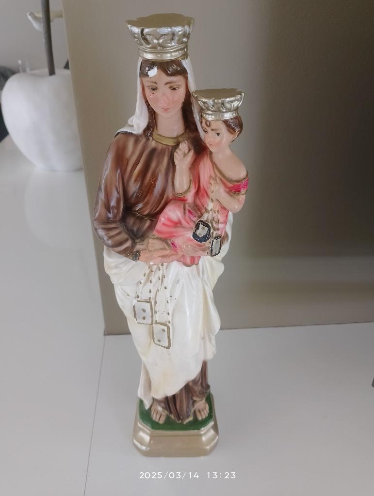 Mariabeeld, gips, antiek 40 cm hoog, hier en daar een brokje, Ophalen of Verzenden