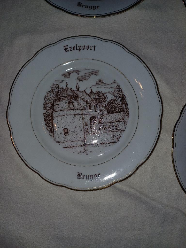 Porseleinen sierborden historische plaatsen Brugge, Ophalen of Verzenden