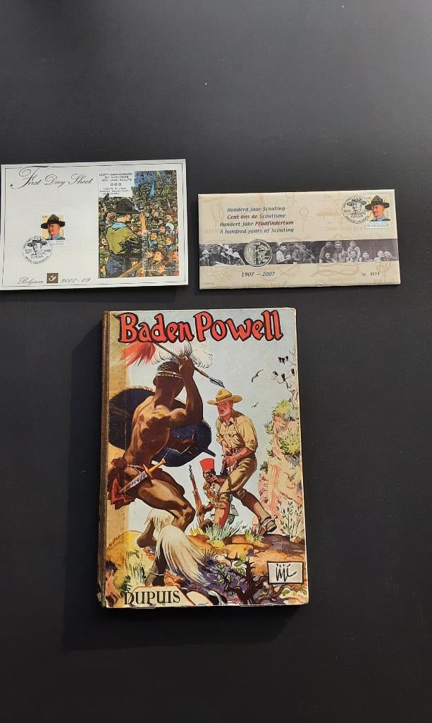 BD Baden Powell, 1ère édition, billet et pièce du 1er jour, Livres, Enlèvement ou Envoi, Série complète ou Série, Comme neuf, Jijé