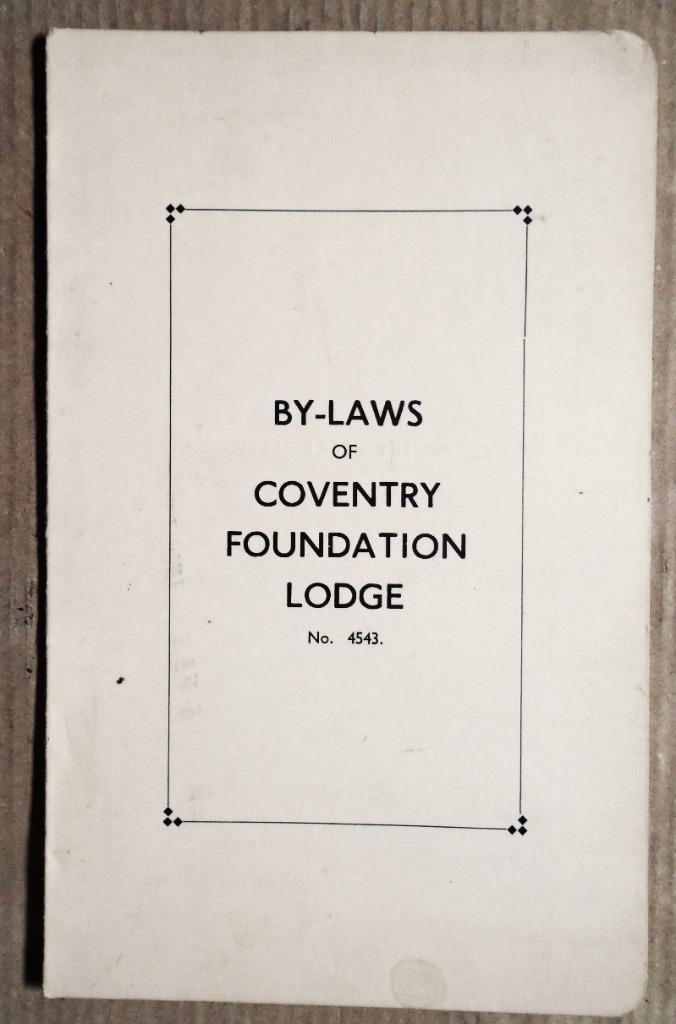 By-Laws of Coventry Foundation Lodge No. 4543 - Dated 1923, Gelezen, Achtergrond en Informatie, Editorial, Ophalen of Verzenden
