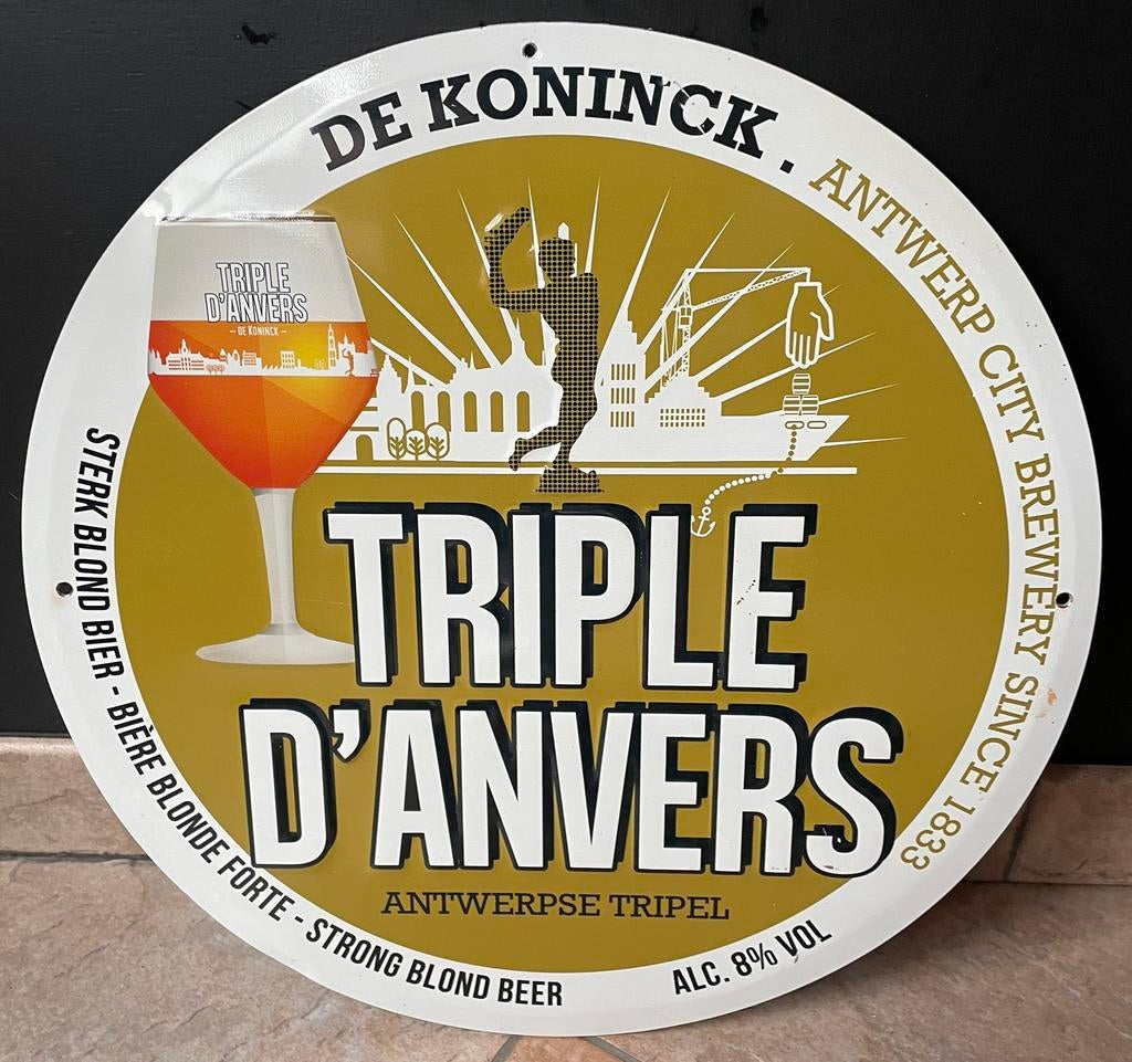Vintage triple d’anvers reclamebord blik de koninck, Ophalen of Verzenden, Reclamebord