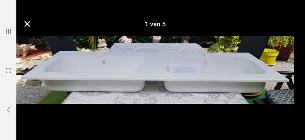 Dubbel wastafeltablet in kunstmarmer, Ophalen