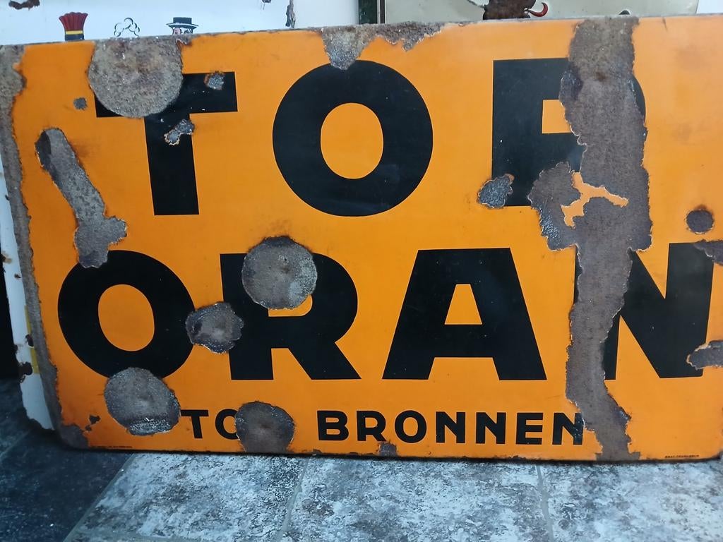 Emaillebord ..top bronnen 1938, Collections, Enlèvement, Utilisé