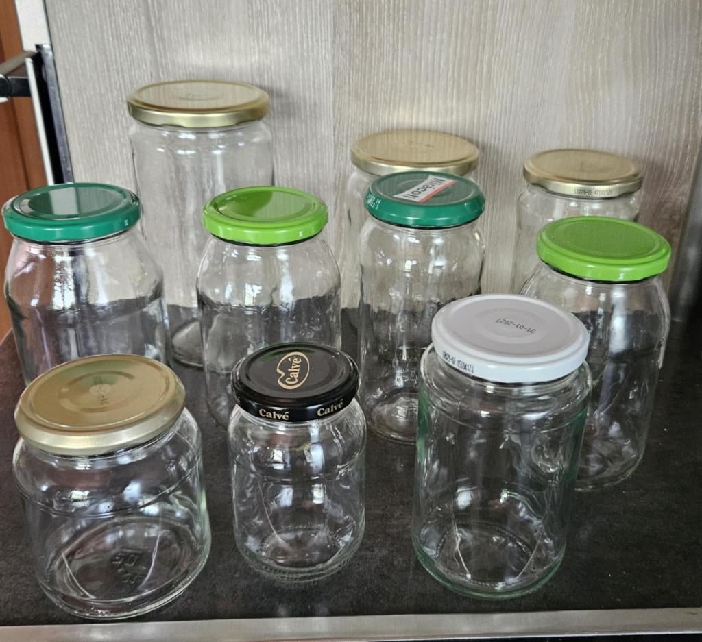 Lot 10 bocaux en verre couvercle en métal (6 lots dispo), Maison & Meubles, Enlèvement, Utilisé, Verre, Récipient(s)