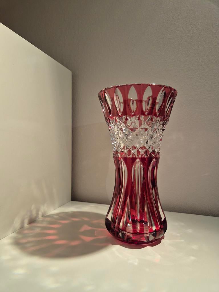 Grand vase Teniers rouge en cristal Val Saint Lambert, Ophalen of Verzenden