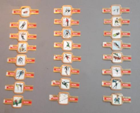 serie 24 bagues cigare thème sport d'hiver, Enlèvement ou Envoi, Utilisé, Bagues de cigare